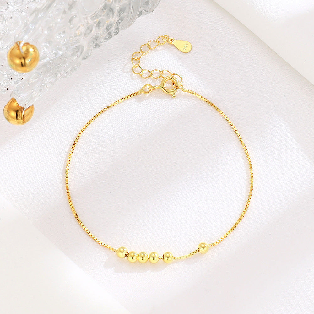 Geometric Minimalist 925 Sterling Silver Bead Bracelet for Women