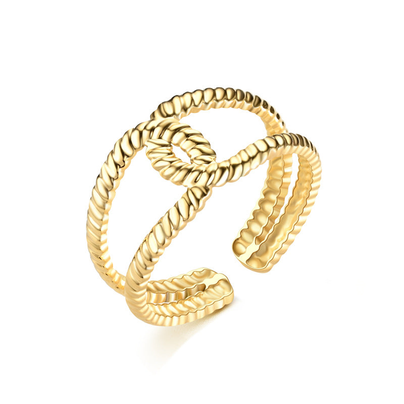 Fashion Vintage Heart Snake Titanium Steel Open Ring for Couples