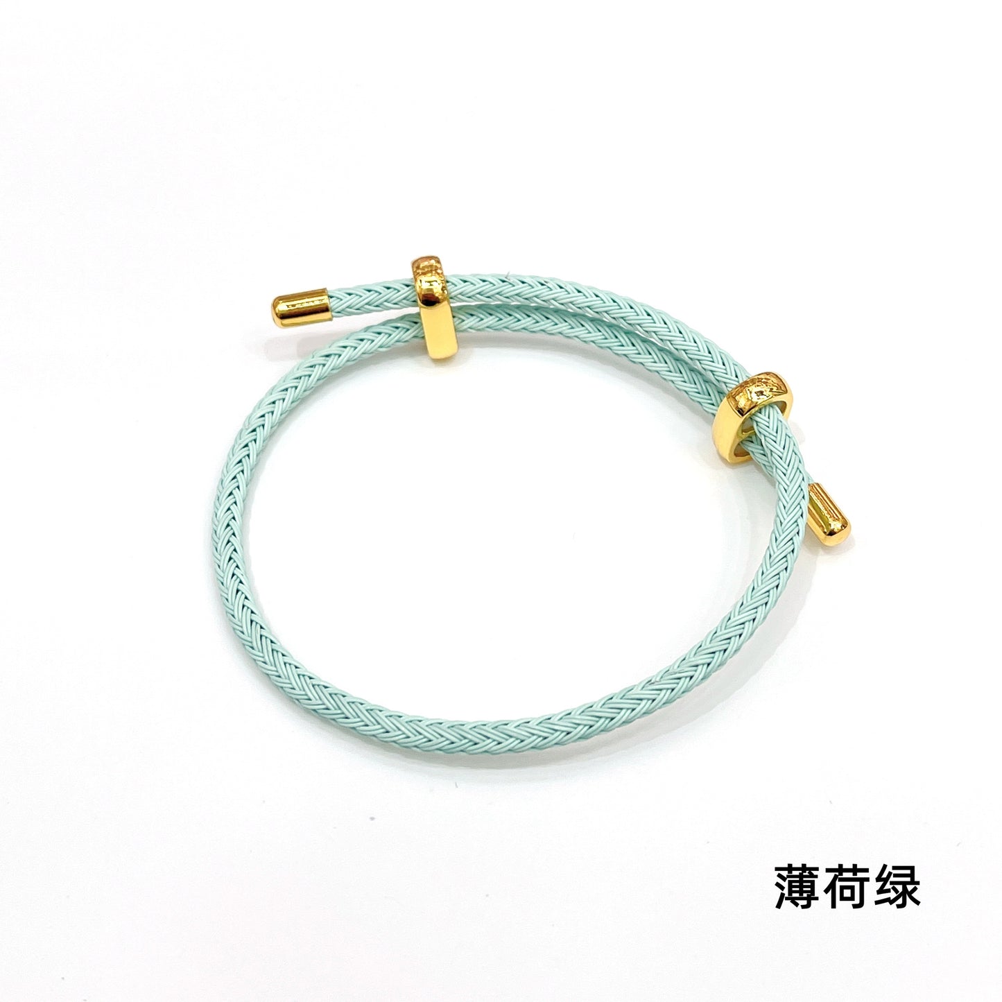 Adjustable Unisex Round Rope Bracelet with Steel Wire and Red String Charm