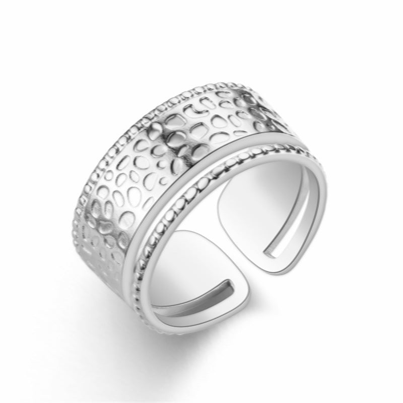 Fashion Vintage Heart Snake Titanium Steel Open Ring for Couples