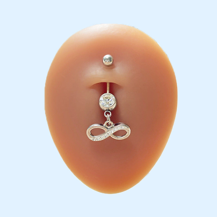 Cute Heart Shape Flower & Butterfly Zircon Belly Ring - Stainless Steel & Gold Plated