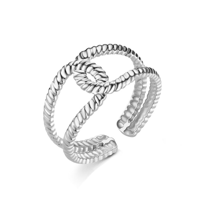 Fashion Vintage Heart Snake Titanium Steel Open Ring for Couples