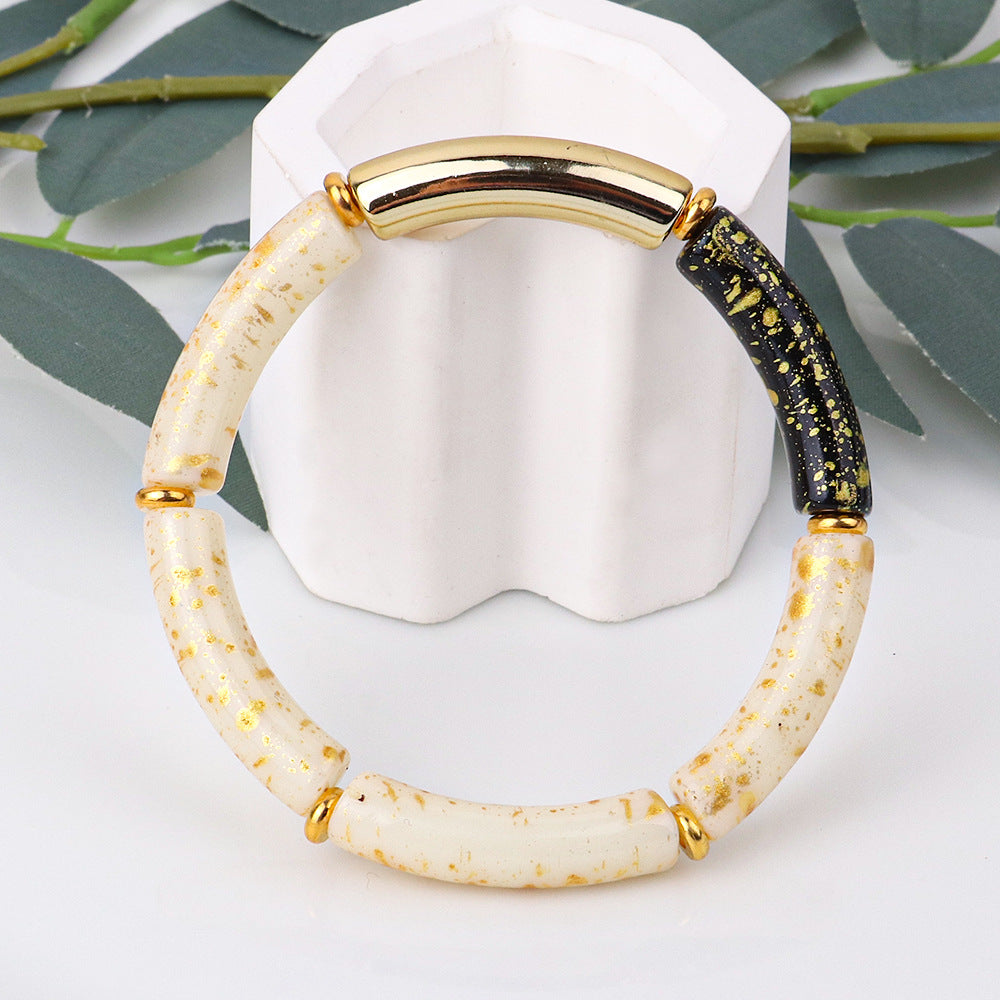 Colorful Acrylic Resin Beaded Cuff Bracelet