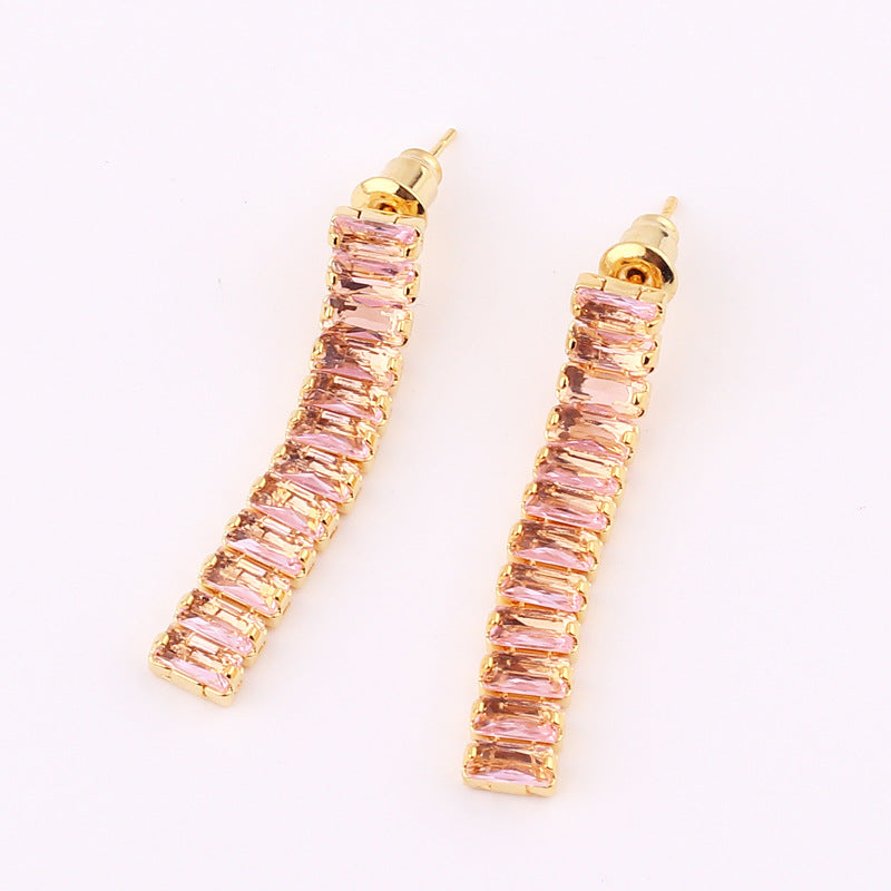 Elegant Zircon Tassel Bowknot Copper Earrings