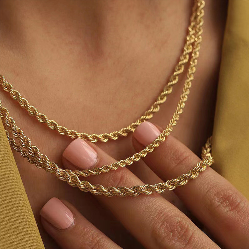 Simple Twist Stainless Steel Chain Necklace