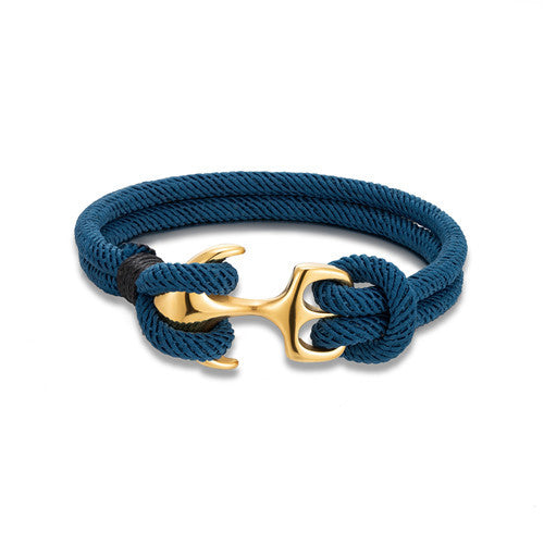 Geometric Anchor Titanium Steel Gold Plated Couples Bracelet