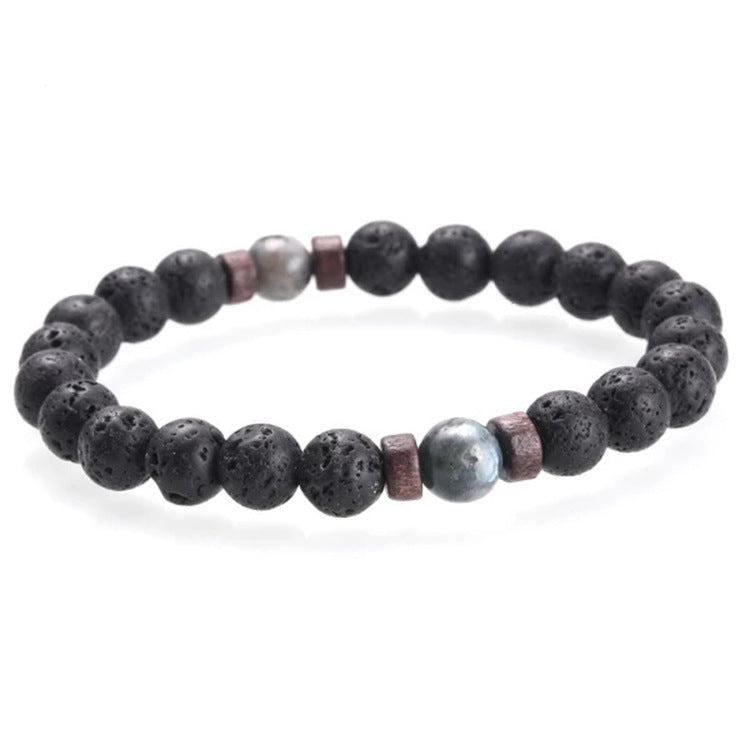 Retro Geometric Lava Stone Diffuser Bracelet for Men