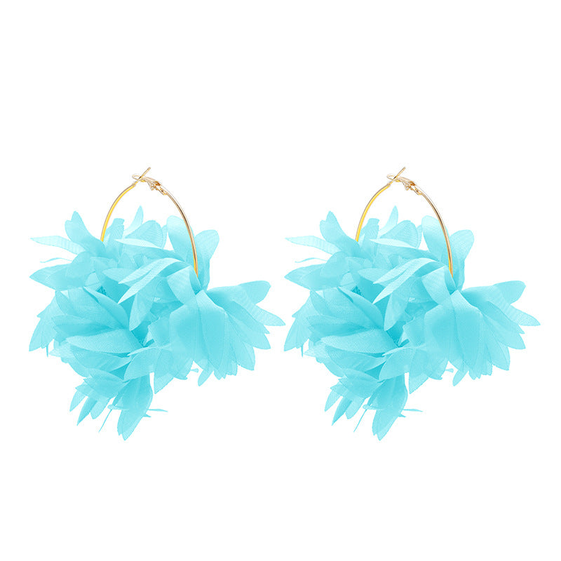 Simple Style Handmade Chiffon Flower Petal Women's Earrings
