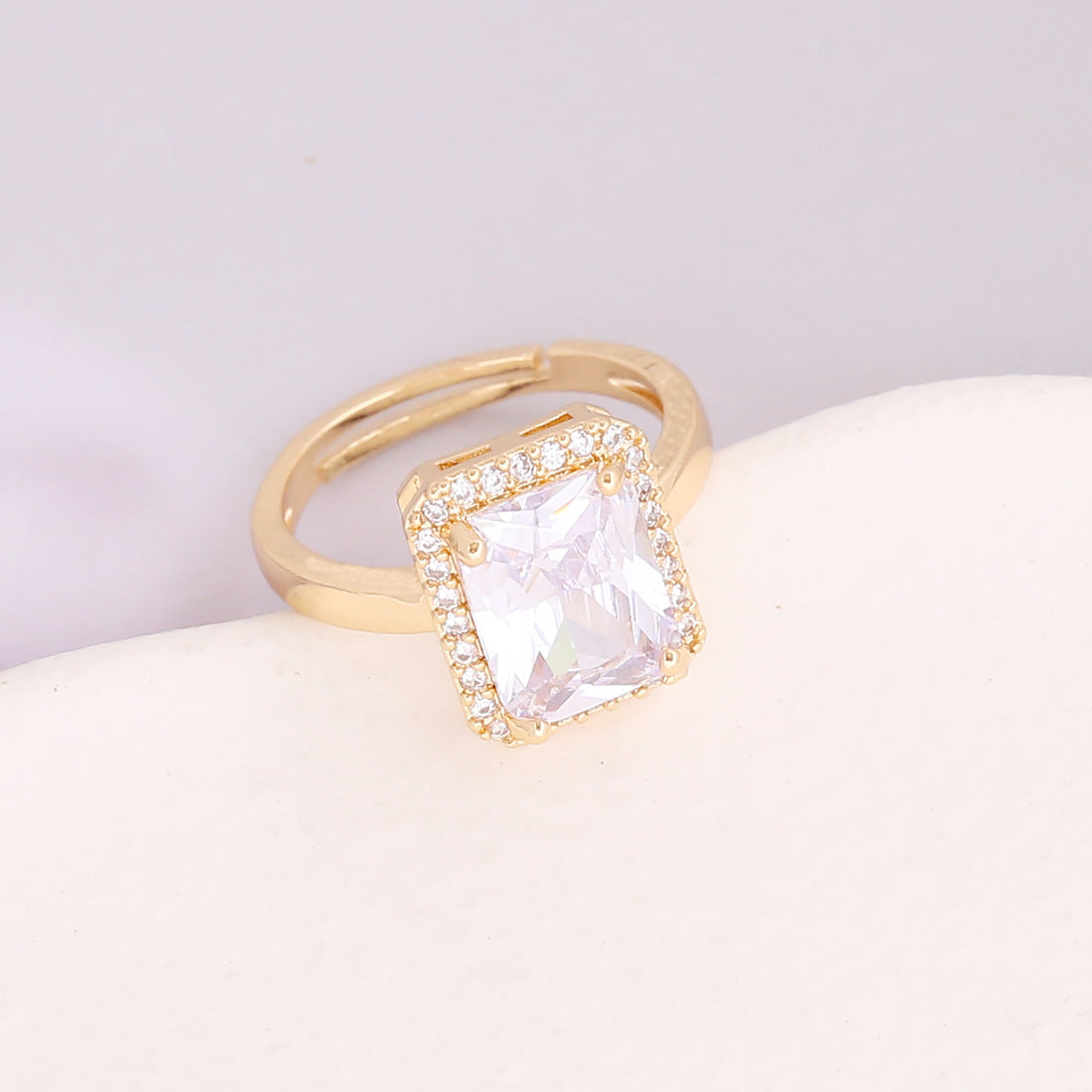 Copper Micro-inlaid Zircon Square Emerald Pendant Necklace and Earrings Set