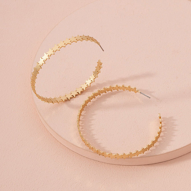New Fashion Geometric Turquoise Metal Hoop Earrings