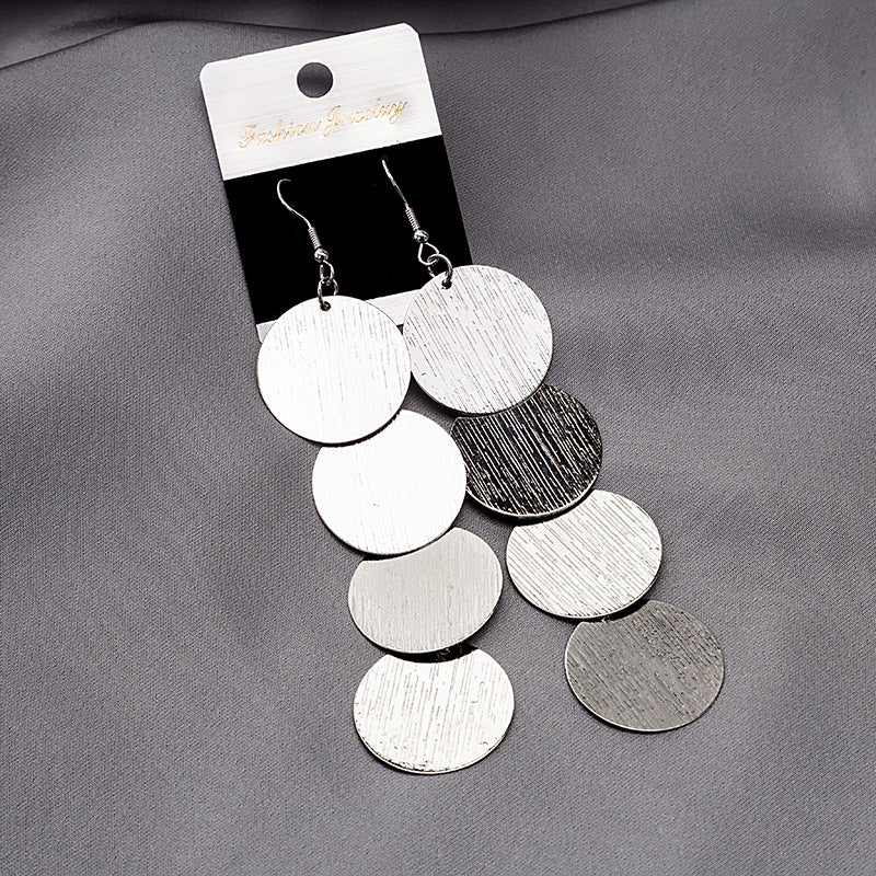 1 Pair Geometric Metal Layered Dangle Earrings for Women