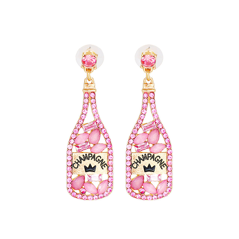 New Spring Fashion Statement Wine Bottle Letter Drop Earrings for Women