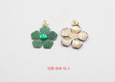 Simple Classic Flower Inlay Rhinestone and Pearl Drop Earrings