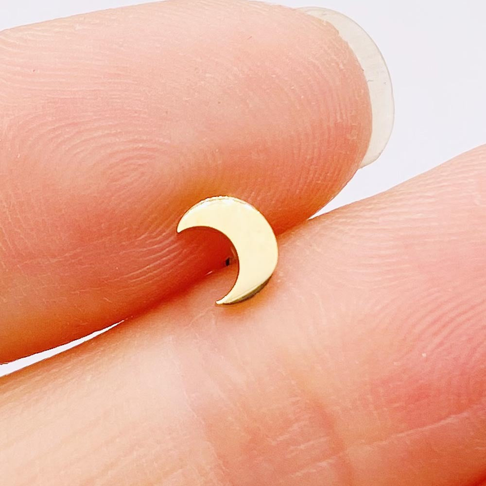 Simple Moon and Snowflake Stainless Steel Stud Earrings