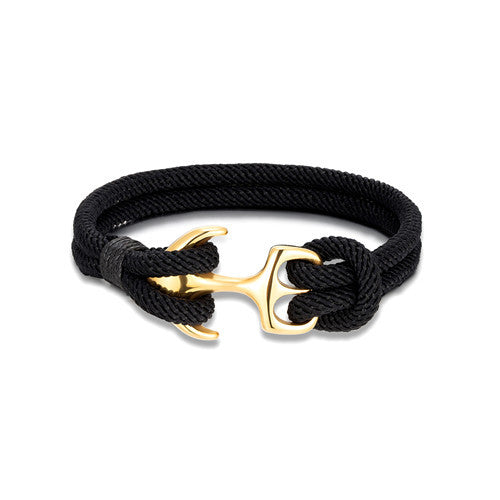 Geometric Anchor Titanium Steel Gold Plated Couples Bracelet