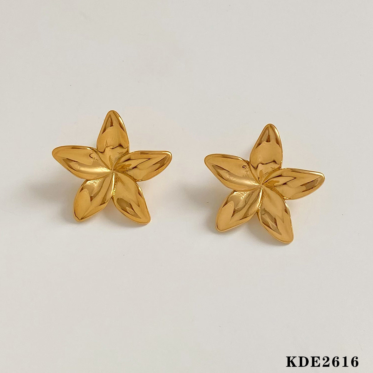 1 Pair Modern Leaf Flower Design 16K Gold & White Gold Plated Stainless Steel Earrings