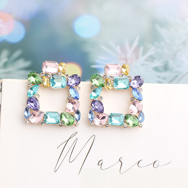 Bohemian Square Glass Alloy Earrings for Women