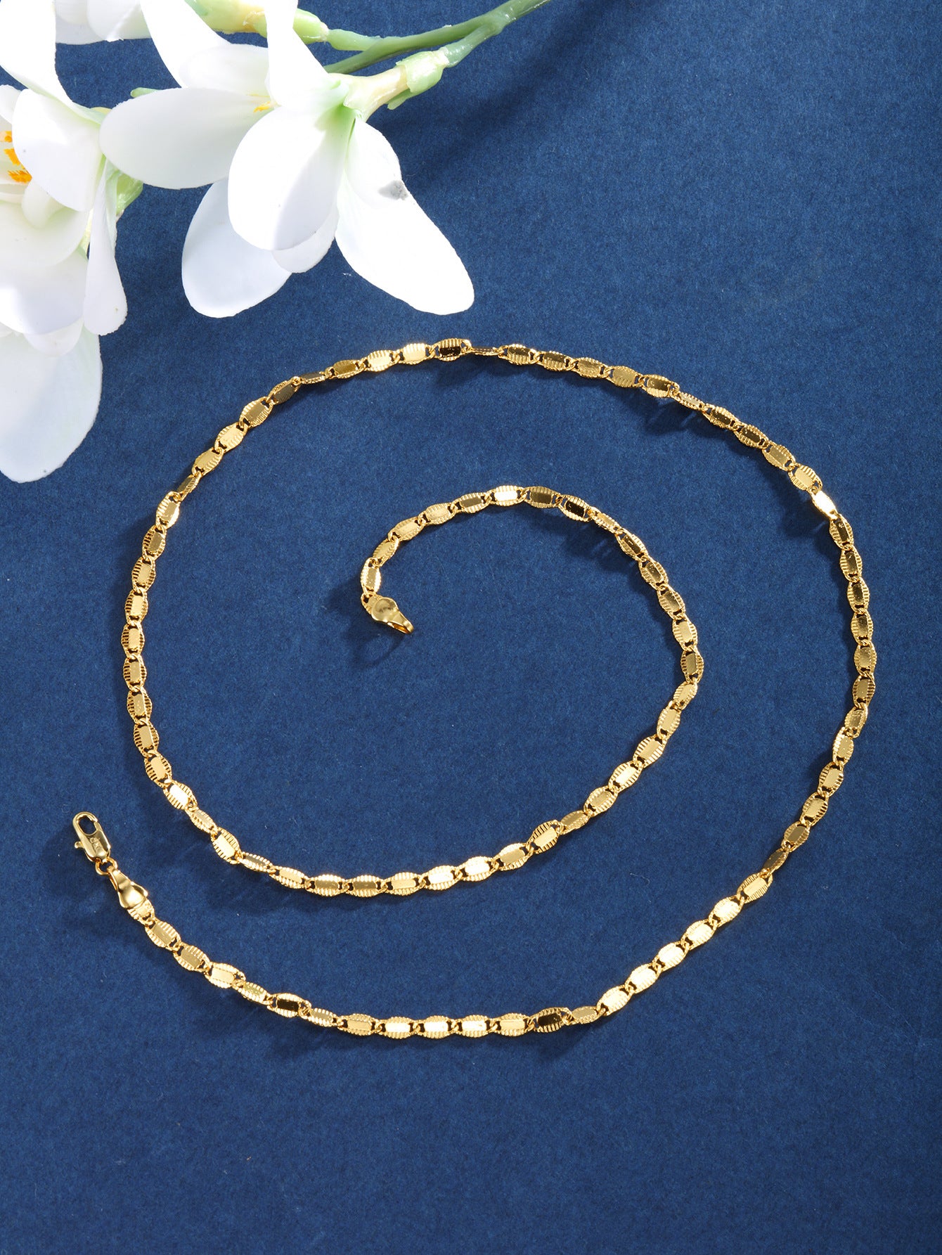 18K Gold Plated Geometric Alloy Necklace Chain