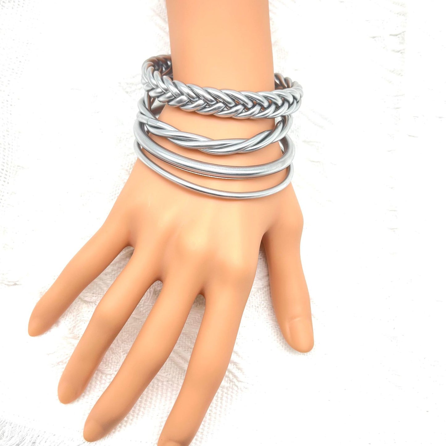Simple Style Unisex Silica Gel Braided Bangle Bracelet