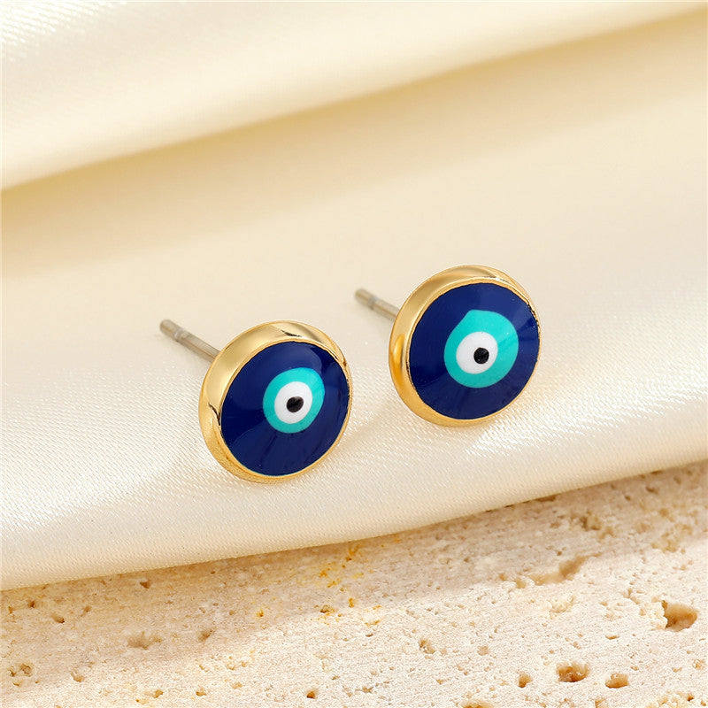 European American Multicolor Turkish Blue Eye Round Earrings