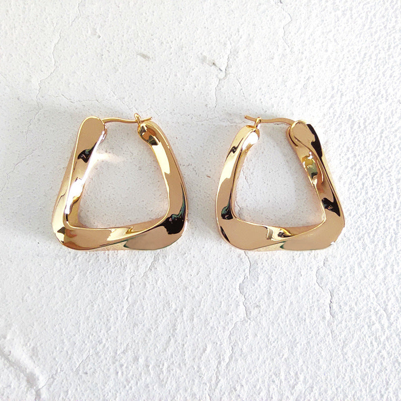 1 Pair Geometric Triangle Copper Plated Earrings