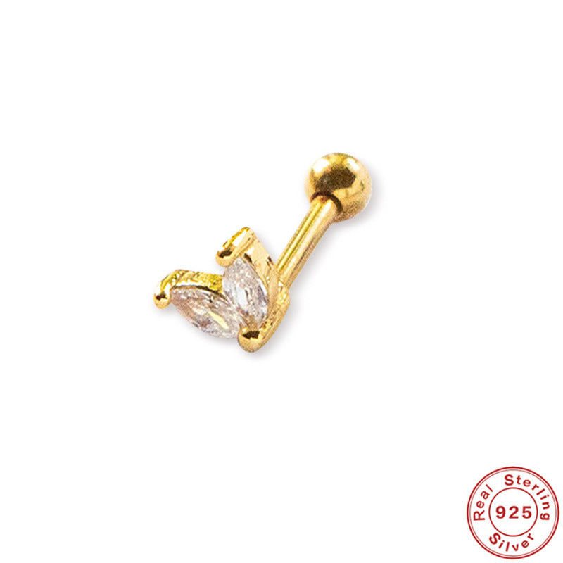 Sterling Silver Zircon Inlay Stud Earrings for Women