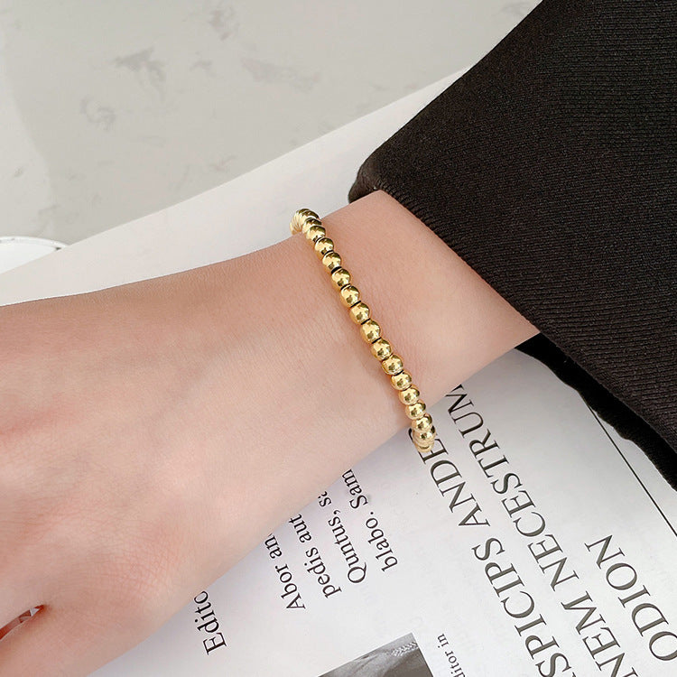 Geometric Stainless Steel Beaded Elastic Bracelet for Women