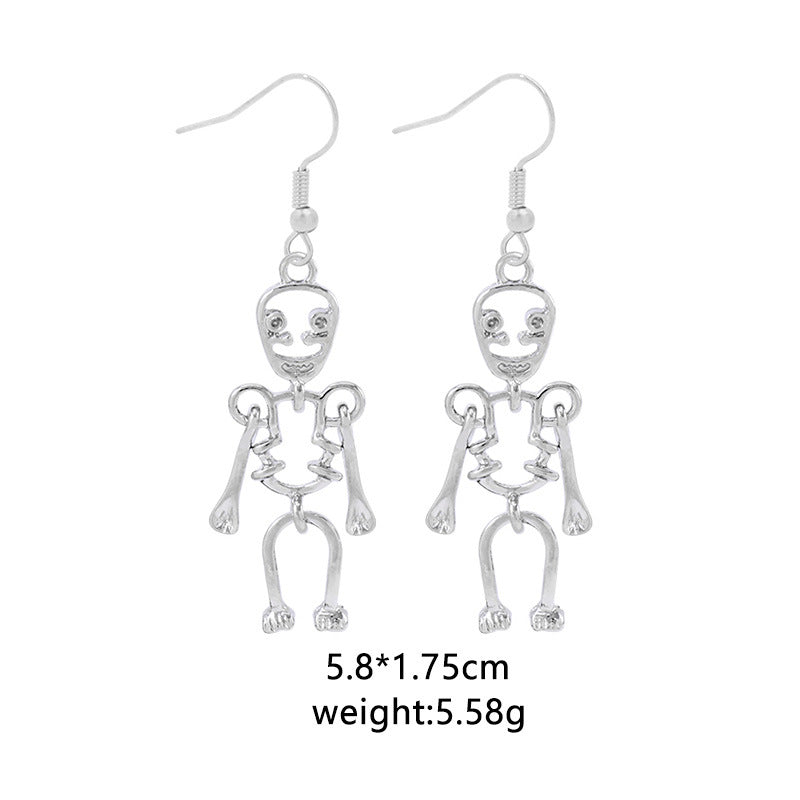 1 Pair Vintage Skull Geometric Alloy Earrings for Halloween
