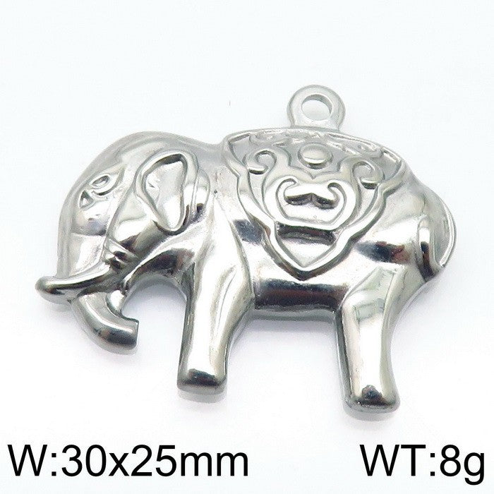 Elephant Pendant Stainless Steel Jewelry - Mirror Polished Hollow Design, Titanium Steel Animal Series Gold Plated Accessories