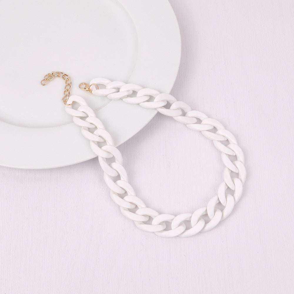 Fashion Acrylic Patchwork Rainbow Chain Necklace for Women