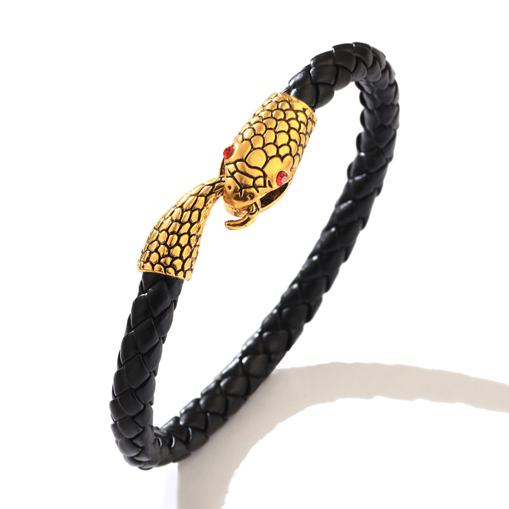 Men's Fashion Snake Head Leather Bracelet