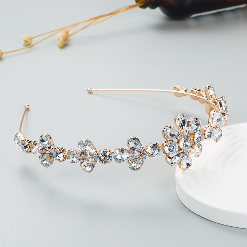 Fashion Alloy Rhinestone Flower Headband Korean Metal Hair Accessory