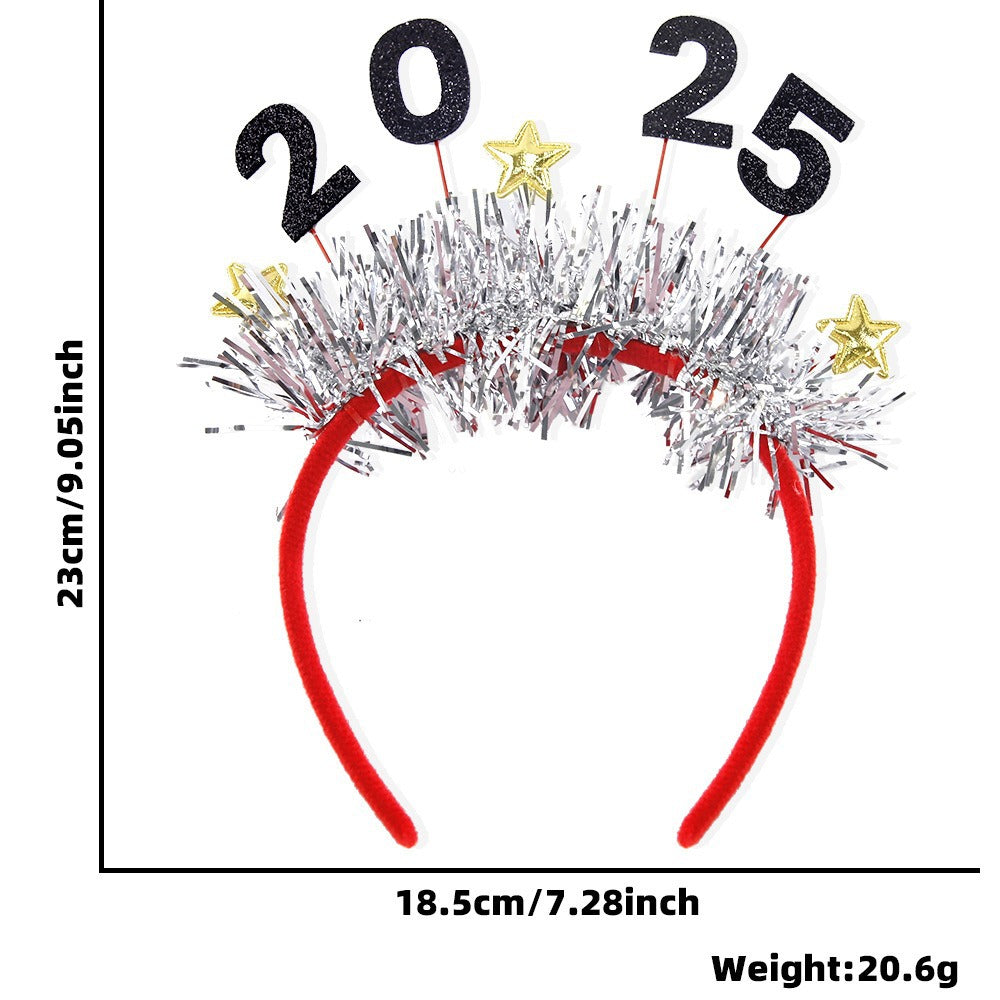 Modern PET Plastic Christmas Party Headband with Colorful Stripes for New Year Celebration