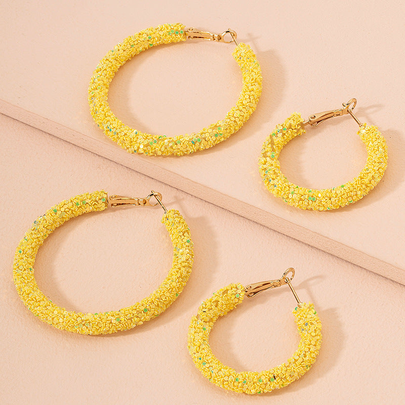 Geometric Circle Diamond Stud Earrings in Pastel Colors