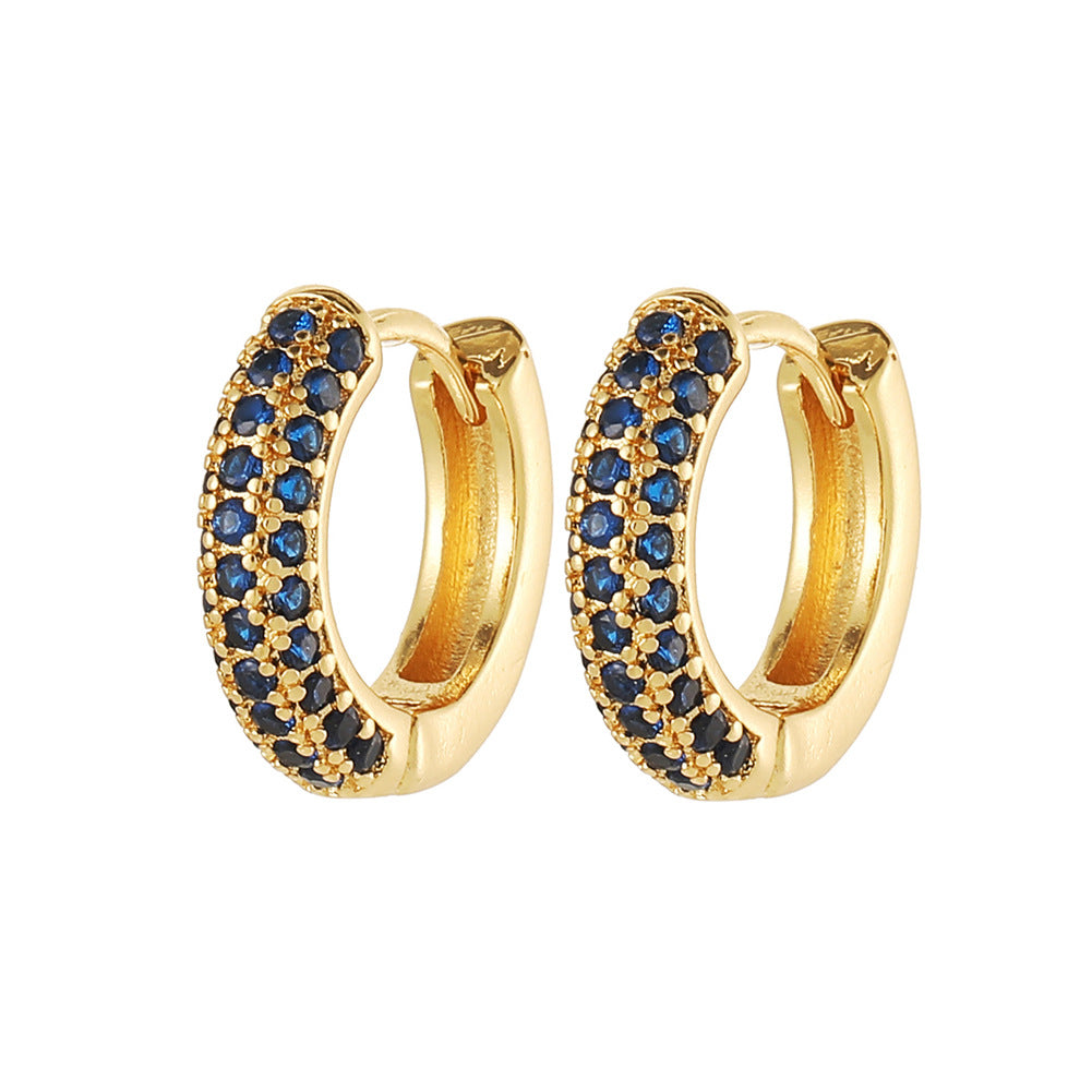 Fashion Round Zircon Gold Plated Hoop Earrings