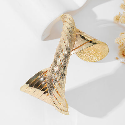 Minimalist Matte Finish Metal Wrap Bangle Bracelet for Women