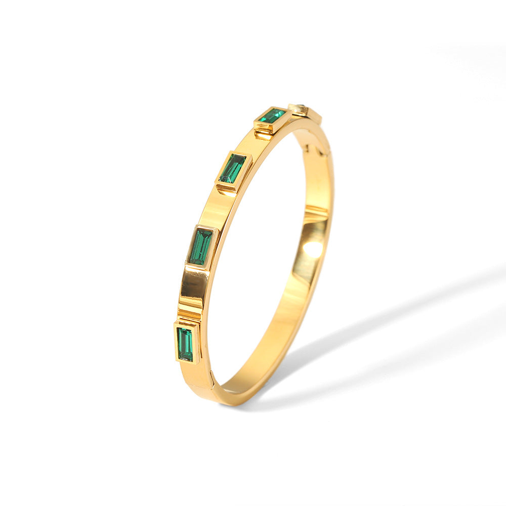 18K Gold Plated Stainless Steel Zircon Star Bangle Bracelet