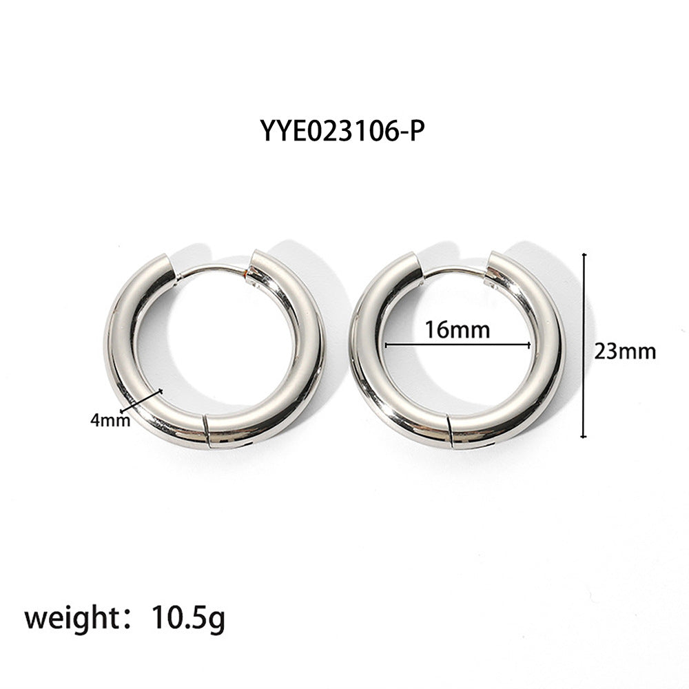 Minimalist 18k Gold-Plated Stainless Steel Hoop Earrings