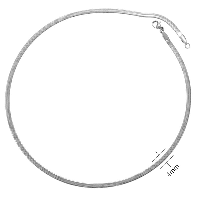 Solid Color Stainless Steel Blade Chain Necklace - Gold Plated Flat Snake Chain for DIY Jewelry