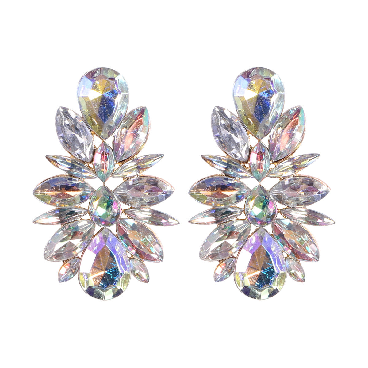 Elegant Rhinestone Flower Drop Earrings for Women