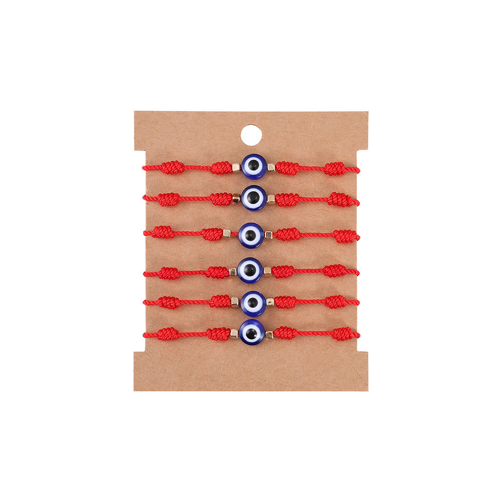 Geometric Devil's Eye Resin Tassel Unisex Bracelet Set