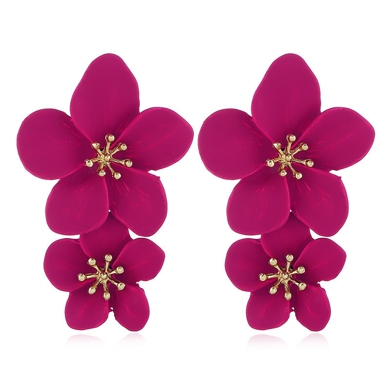 Women's Bohemian Floral Double Layer Drop Earrings NHLN148250