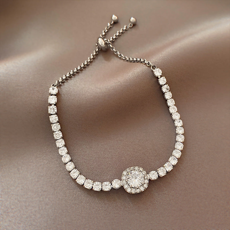 Fashion Adjustable Geometric Square Rhinestone Bracelet in Silver