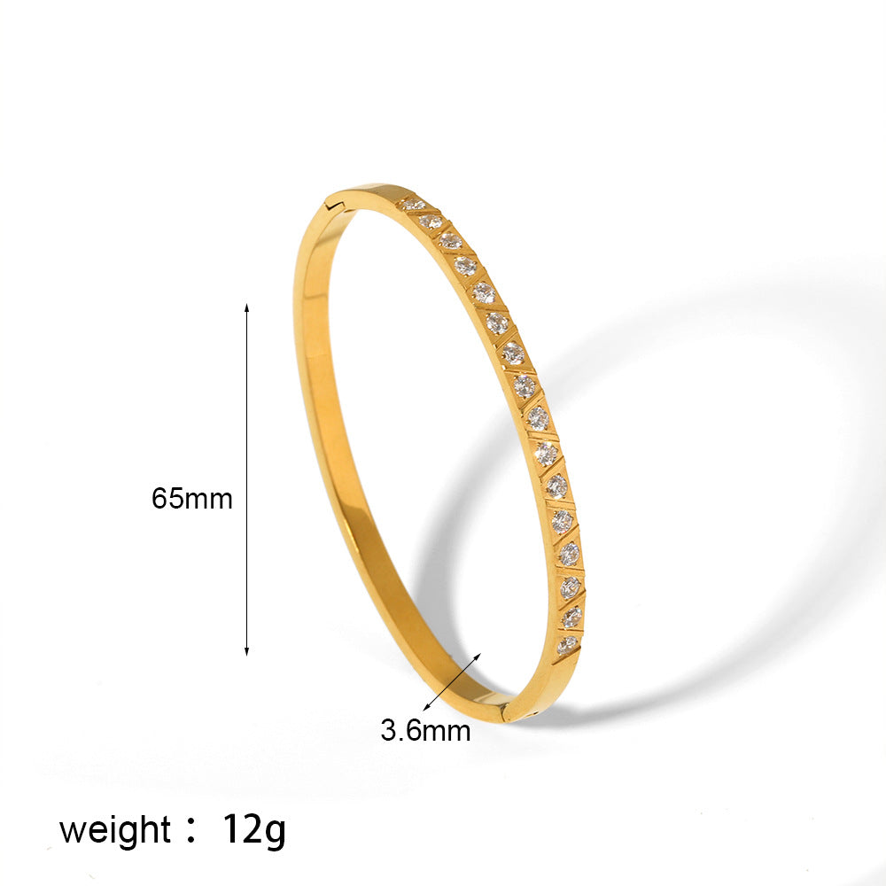 18K Gold Plated Stainless Steel Zircon Star Bangle Bracelet