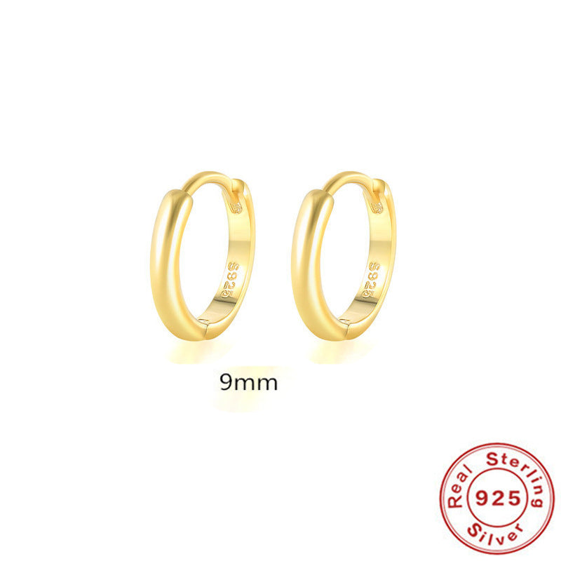 S925 Sterling Silver Minimalist Geometric Ear Clip Hoop Earrings