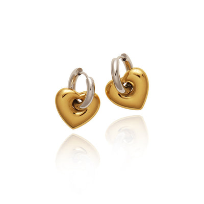1 Pair Elegant Heart Shape 18K Gold Plated Stainless Steel Drop Earrings