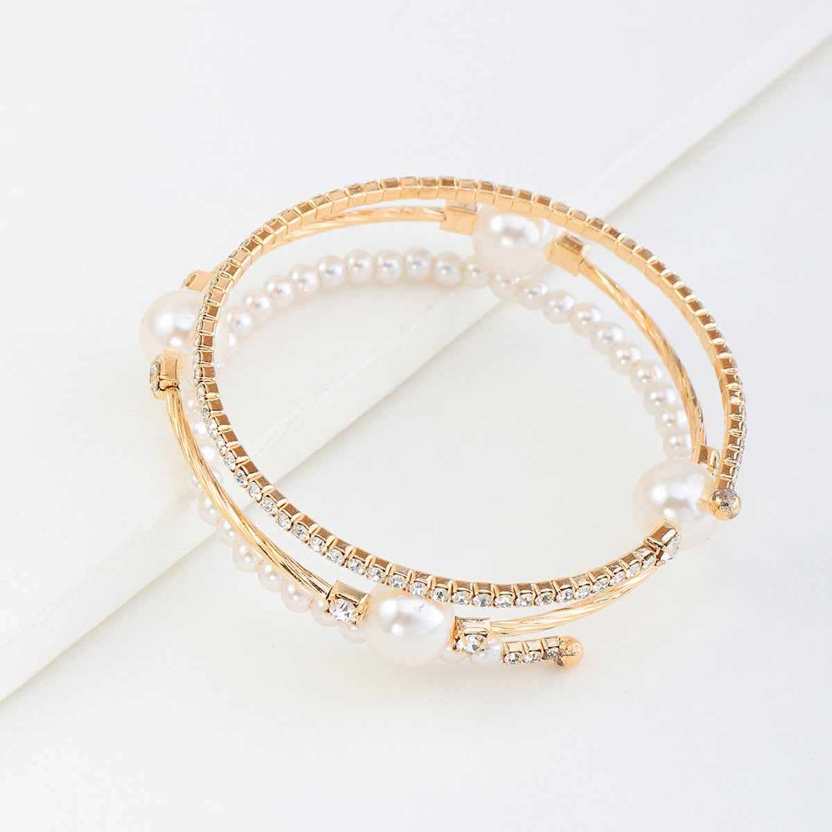 Fashion Rhinestone Pearl Multi-layer Wrap Bracelet