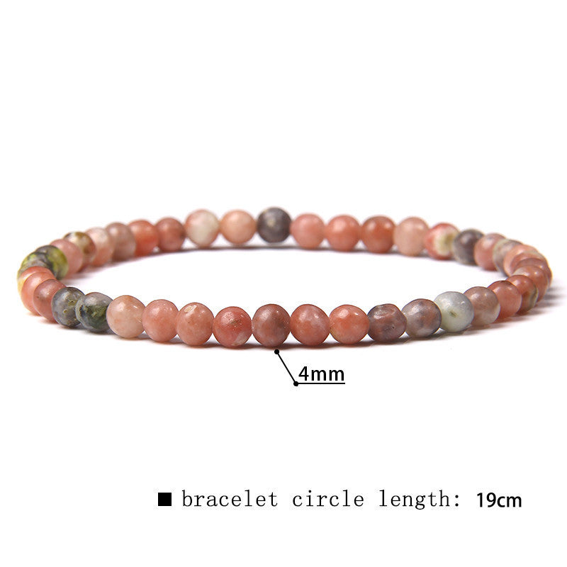 Minimalist Natural Stone Beaded Bracelet - 4mm Gemstone Jewelry for Women