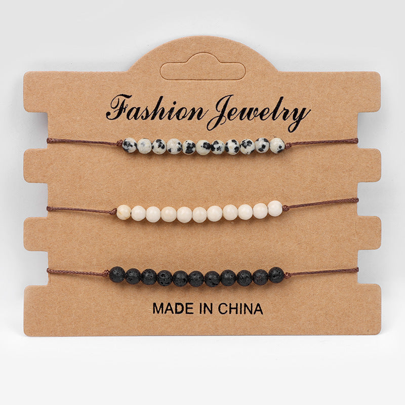 Fashion Irregular Gravel Agate Beaded Bracelet Set - 3 Pieces