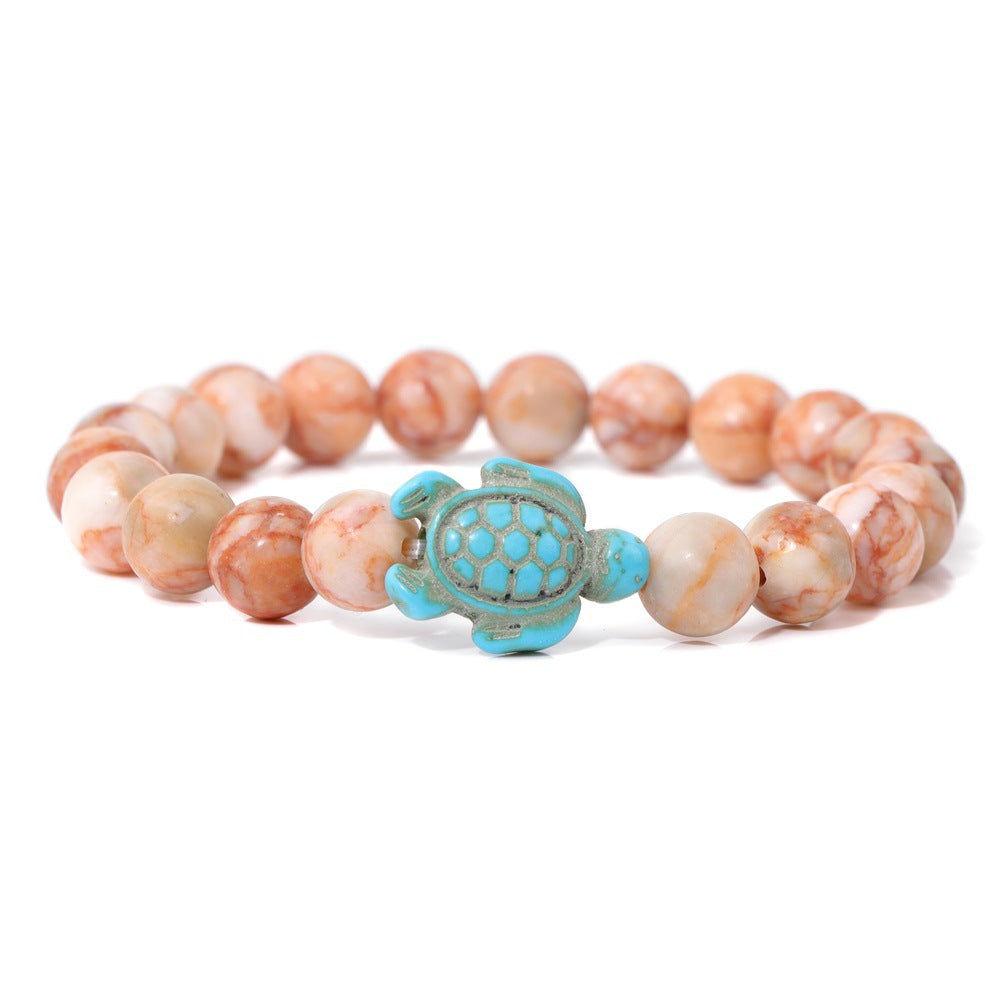 Retro Tortoise Agate and Natural Stone Beaded Bracelet